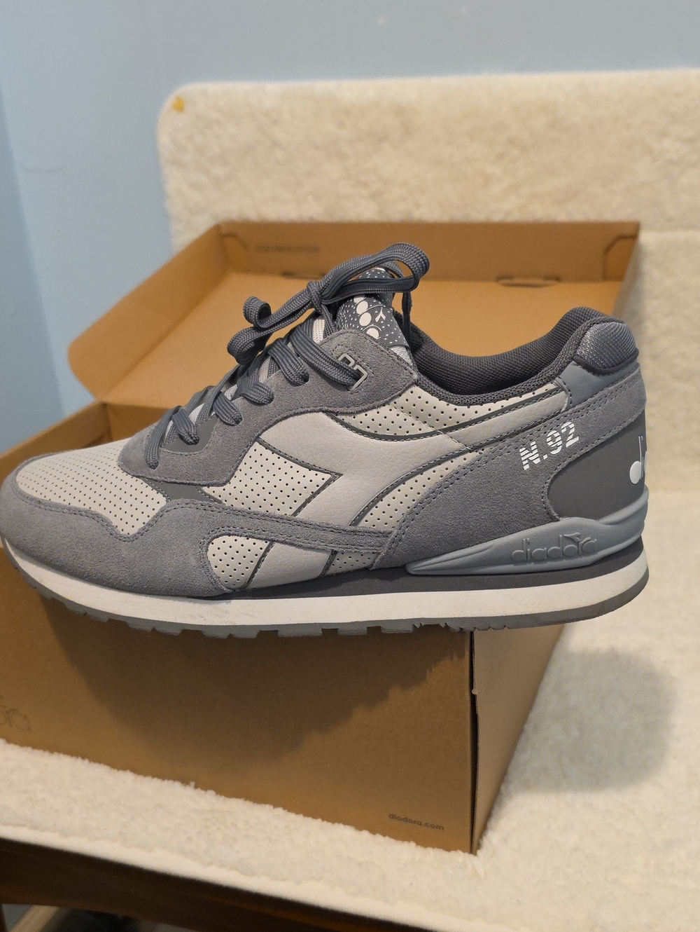 Diadora Men's Gray Suede & Mesh Sneaker
